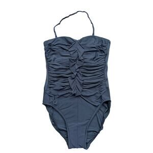 Miraclesuit Camilla Black Bandeau Ruched Halter Strapless One Piece Swimsuit